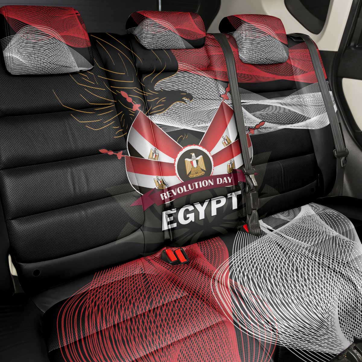 Egypt Revolution Day Back Car Seat Cover Steppe Eagle Lotus Flower - Wonder Print Shop
