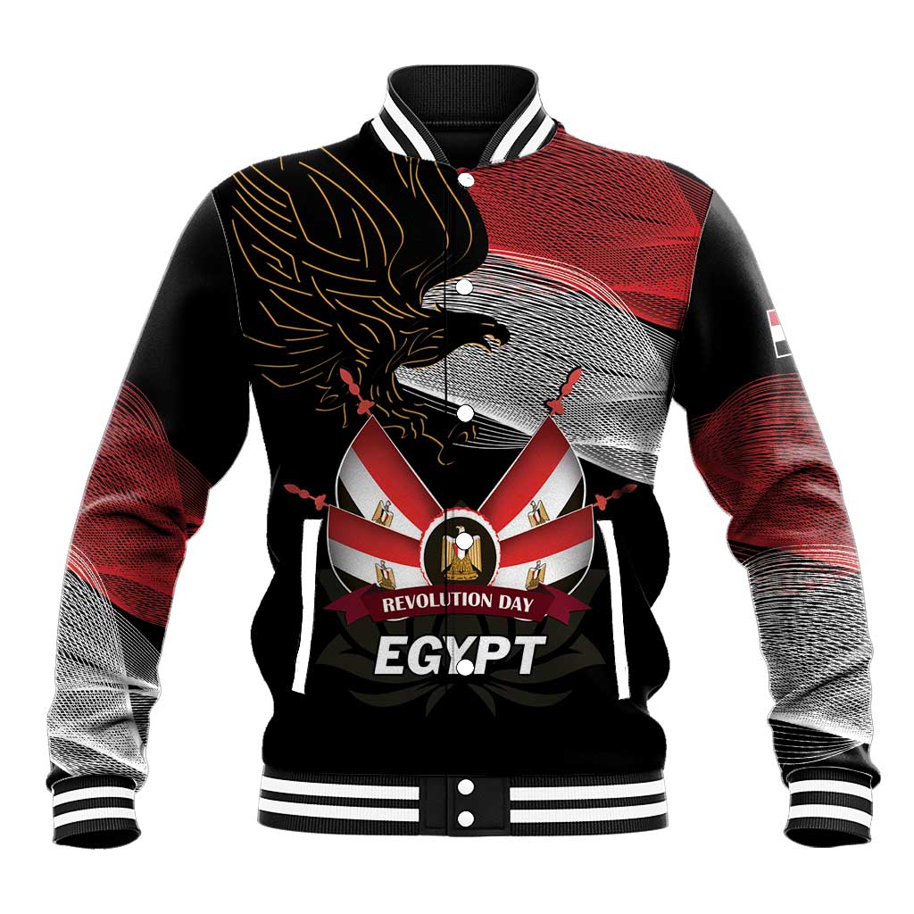 Personalized Egypt Revolution Day Baseball Jacket Steppe Eagle Lotus Flower - Wonder Print Shop