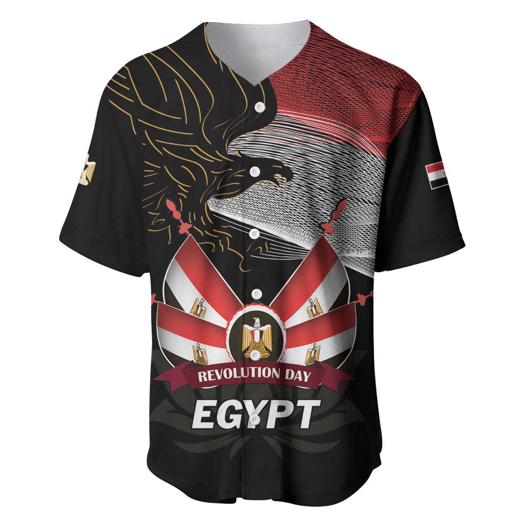 Personalized Egypt Revolution Day Baseball Jersey Steppe Eagle Lotus Flower - Wonder Print Shop
