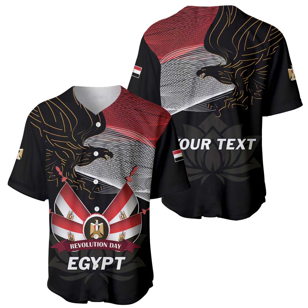 Personalized Egypt Revolution Day Baseball Jersey Steppe Eagle Lotus Flower - Wonder Print Shop