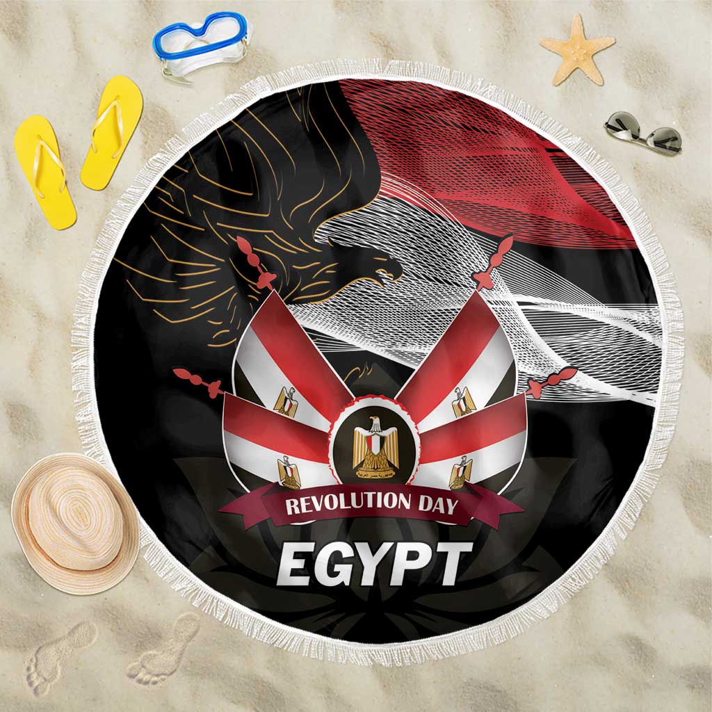 Egypt Revolution Day Beach Blanket Steppe Eagle Lotus Flower - Wonder Print Shop