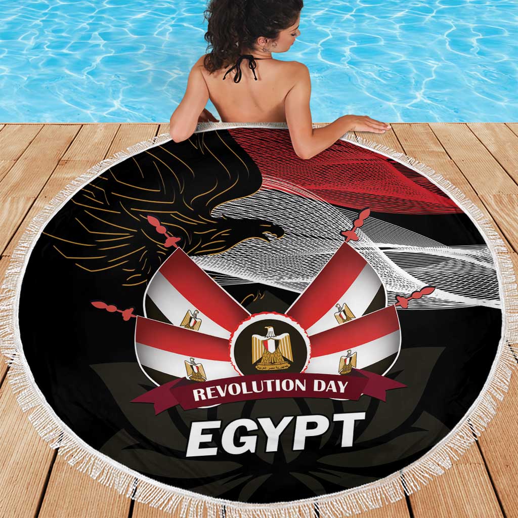 Egypt Revolution Day Beach Blanket Steppe Eagle Lotus Flower - Wonder Print Shop