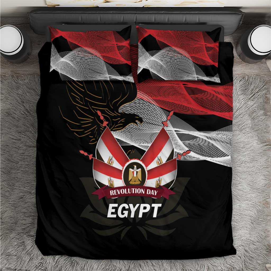 Egypt Revolution Day Bedding Set Steppe Eagle Lotus Flower - Wonder Print Shop