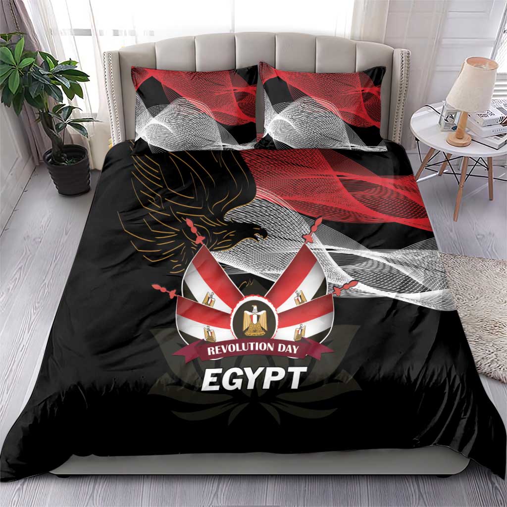 Egypt Revolution Day Bedding Set Steppe Eagle Lotus Flower - Wonder Print Shop