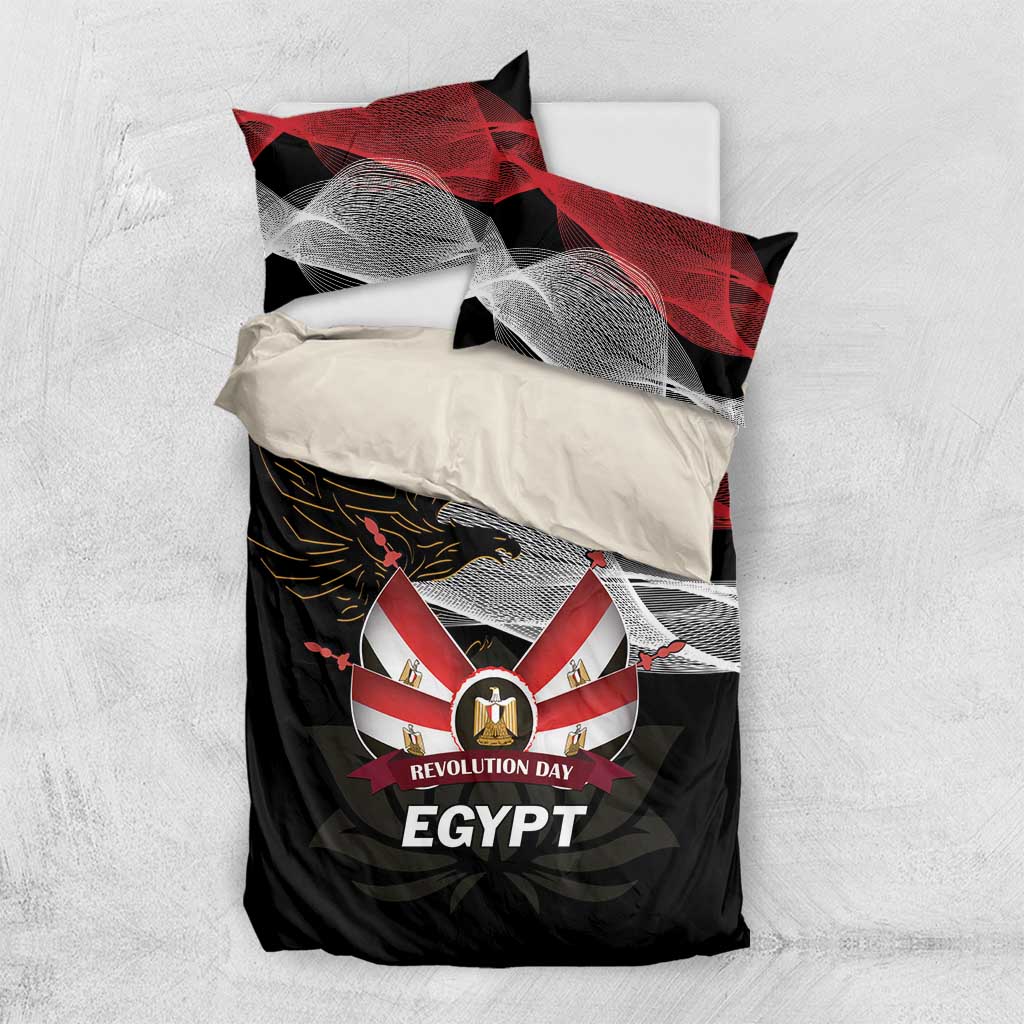 Egypt Revolution Day Bedding Set Steppe Eagle Lotus Flower - Wonder Print Shop