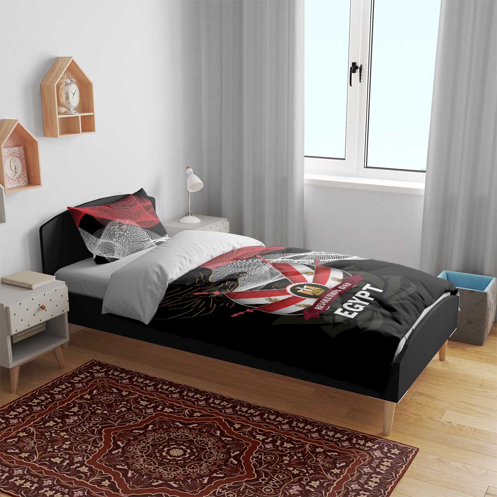 Egypt Revolution Day Bedding Set Steppe Eagle Lotus Flower - Wonder Print Shop