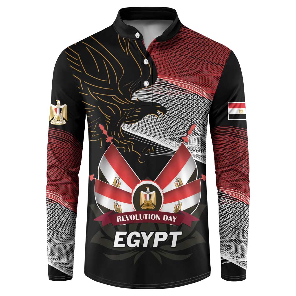 Personalized Egypt Revolution Day Button Sweatshirt Steppe Eagle Lotus Flower - Wonder Print Shop
