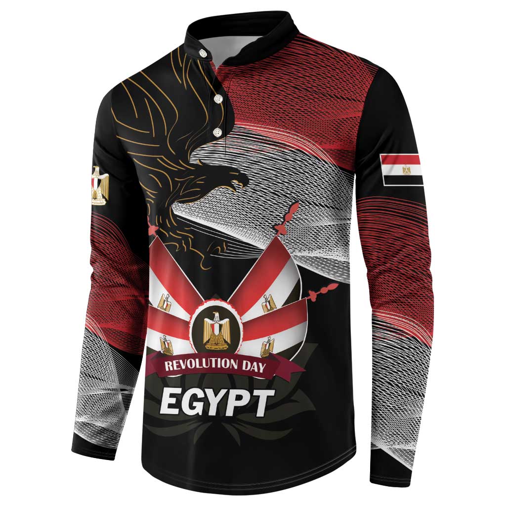 Personalized Egypt Revolution Day Button Sweatshirt Steppe Eagle Lotus Flower - Wonder Print Shop