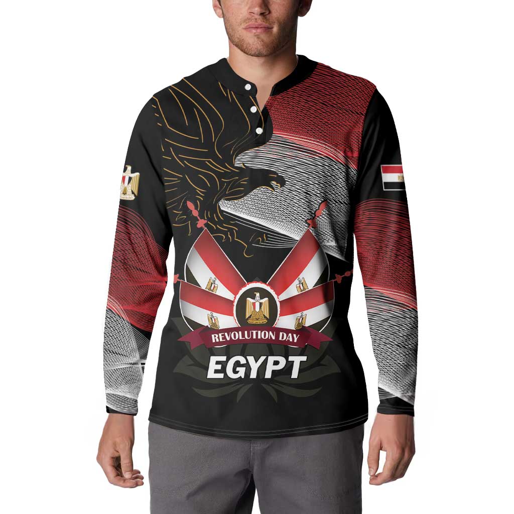 Personalized Egypt Revolution Day Button Sweatshirt Steppe Eagle Lotus Flower - Wonder Print Shop