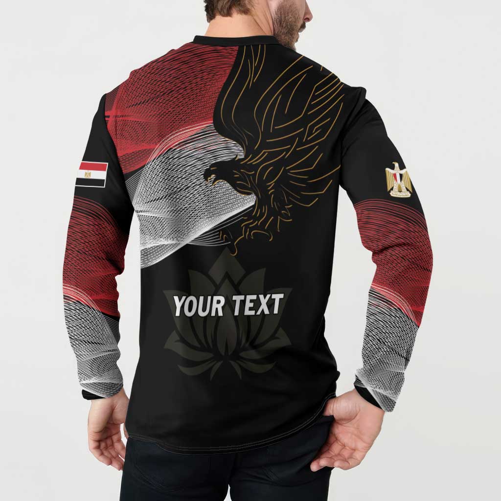Personalized Egypt Revolution Day Button Sweatshirt Steppe Eagle Lotus Flower - Wonder Print Shop