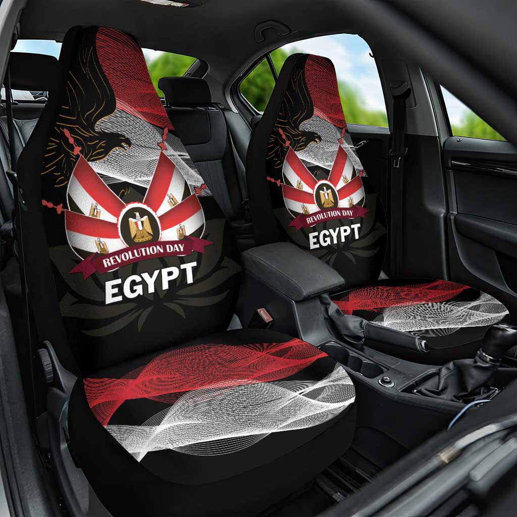 Egypt Revolution Day Car Seat Cover Steppe Eagle Lotus Flower - Wonder Print Shop