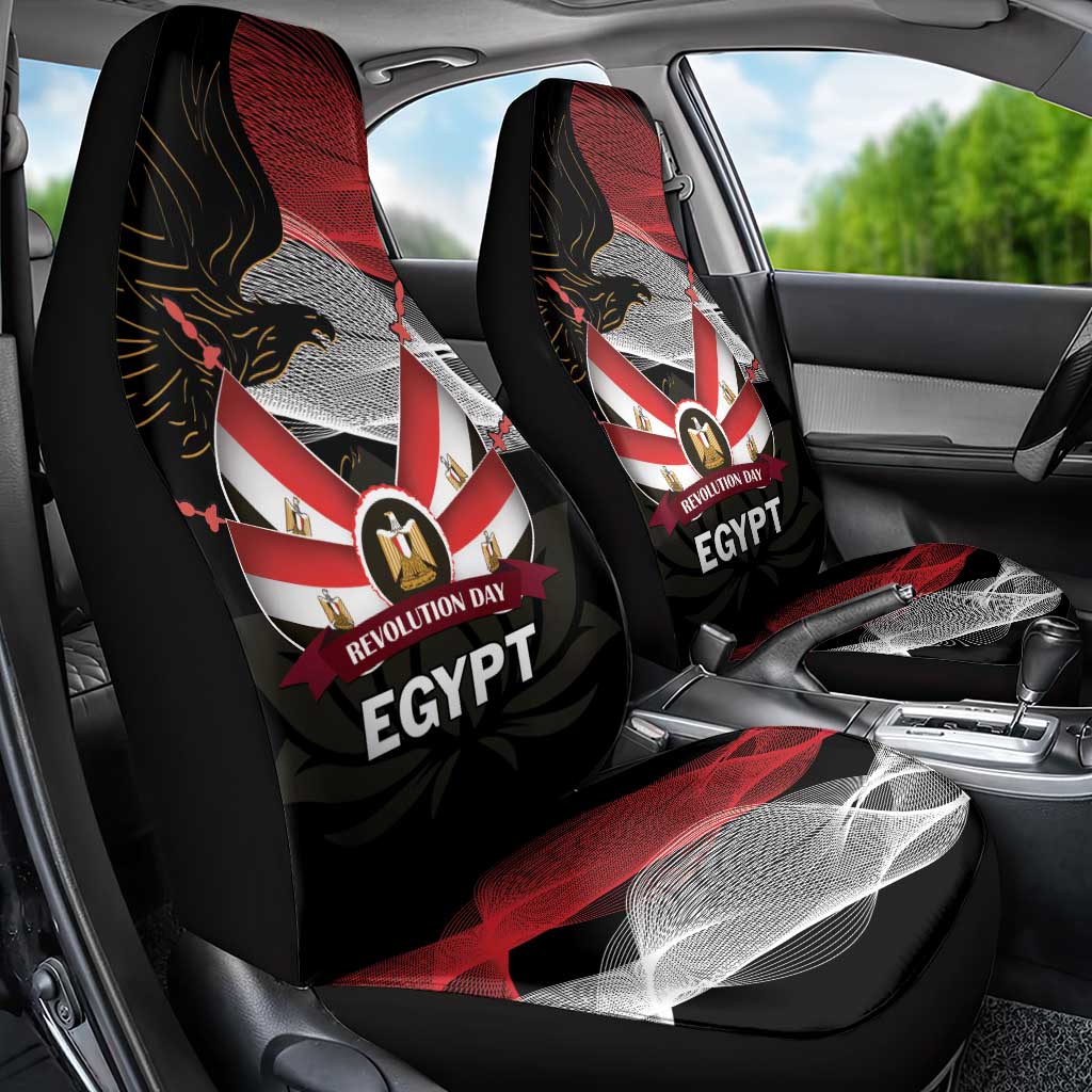 Egypt Revolution Day Car Seat Cover Steppe Eagle Lotus Flower - Wonder Print Shop