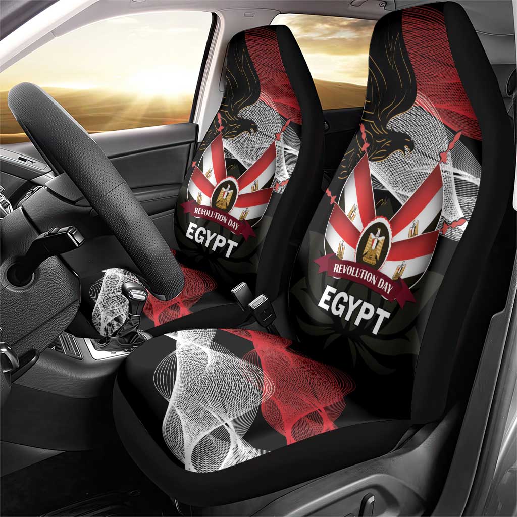 Egypt Revolution Day Car Seat Cover Steppe Eagle Lotus Flower - Wonder Print Shop