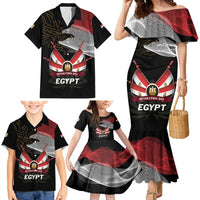 Personalized Egypt Revolution Day Family Matching Mermaid Dress and Hawaiian Shirt Steppe Eagle Lotus Flower - Wonder Print Shop