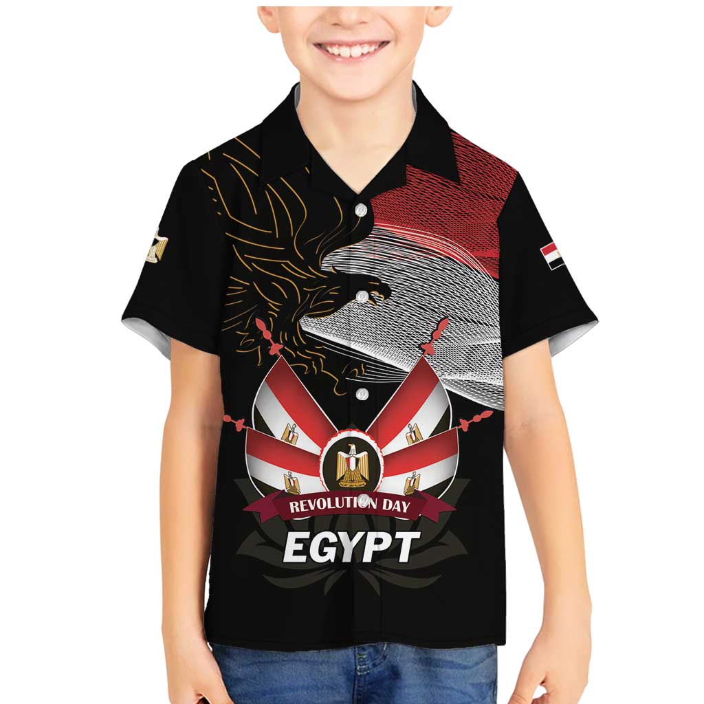 Personalized Egypt Revolution Day Family Matching Mermaid Dress and Hawaiian Shirt Steppe Eagle Lotus Flower - Wonder Print Shop