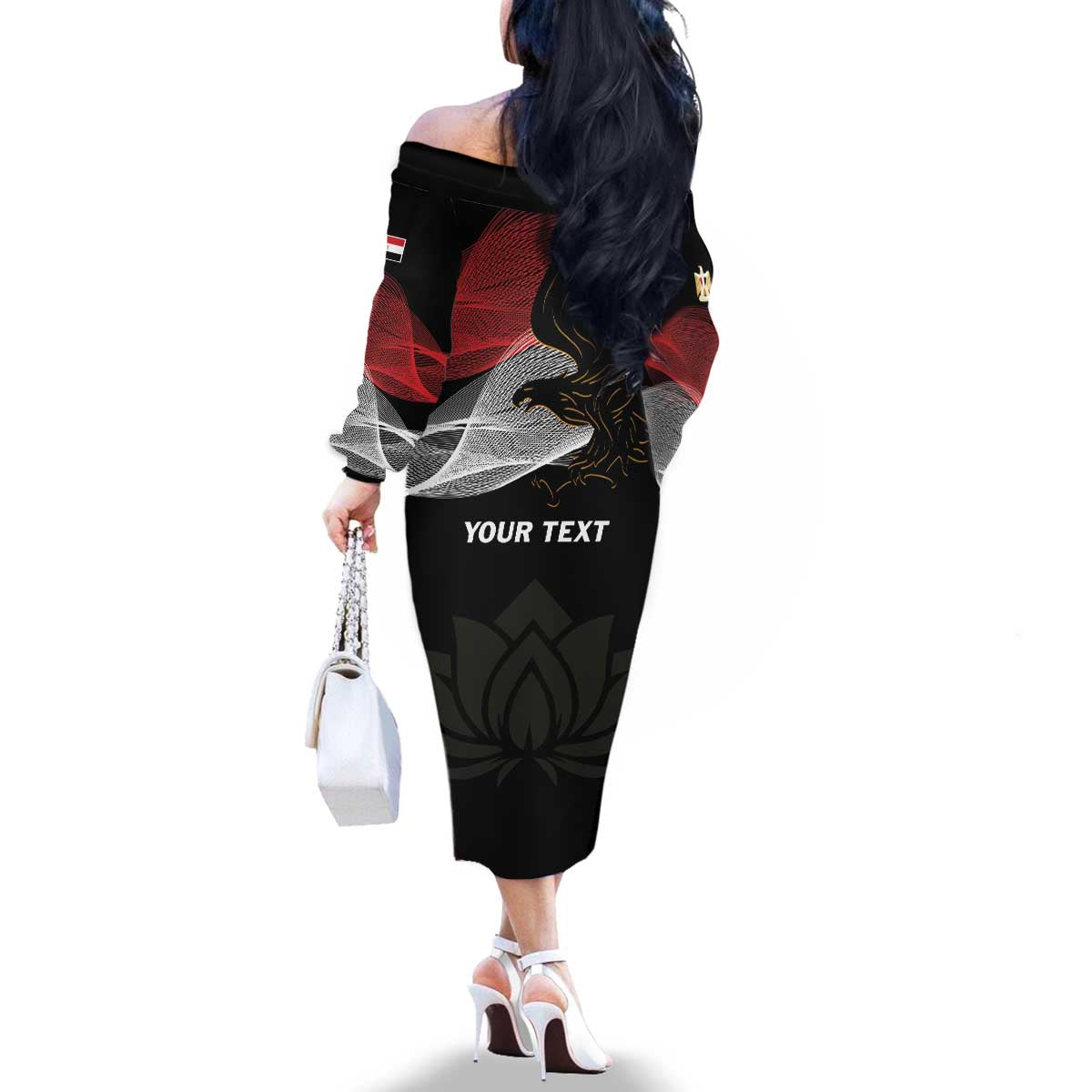 Personalized Egypt Revolution Day Family Matching Off The Shoulder Long Sleeve Dress and Hawaiian Shirt Steppe Eagle Lotus Flower - Wonder Print Shop