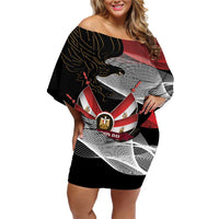 Personalized Egypt Revolution Day Family Matching Off Shoulder Short Dress and Hawaiian Shirt Steppe Eagle Lotus Flower - Wonder Print Shop