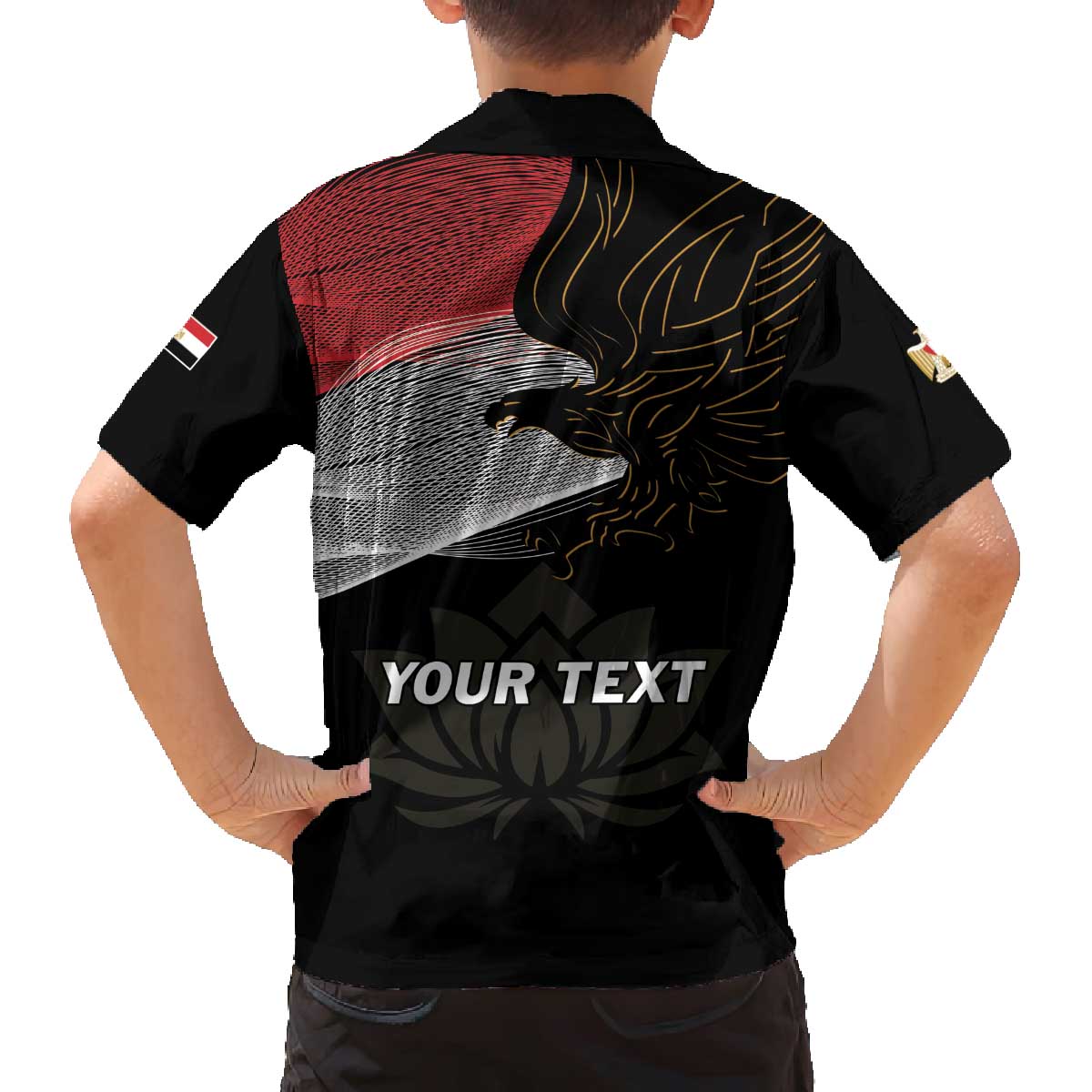 Personalized Egypt Revolution Day Family Matching Puletasi and Hawaiian Shirt Steppe Eagle Lotus Flower - Wonder Print Shop