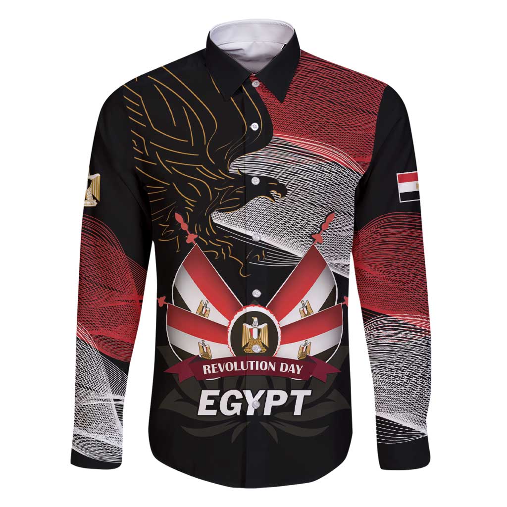 Personalized Egypt Revolution Day Family Matching Short Sleeve Bodycon Dress and Hawaiian Shirt Steppe Eagle Lotus Flower - Wonder Print Shop