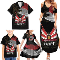 Personalized Egypt Revolution Day Family Matching Summer Maxi Dress and Hawaiian Shirt Steppe Eagle Lotus Flower - Wonder Print Shop