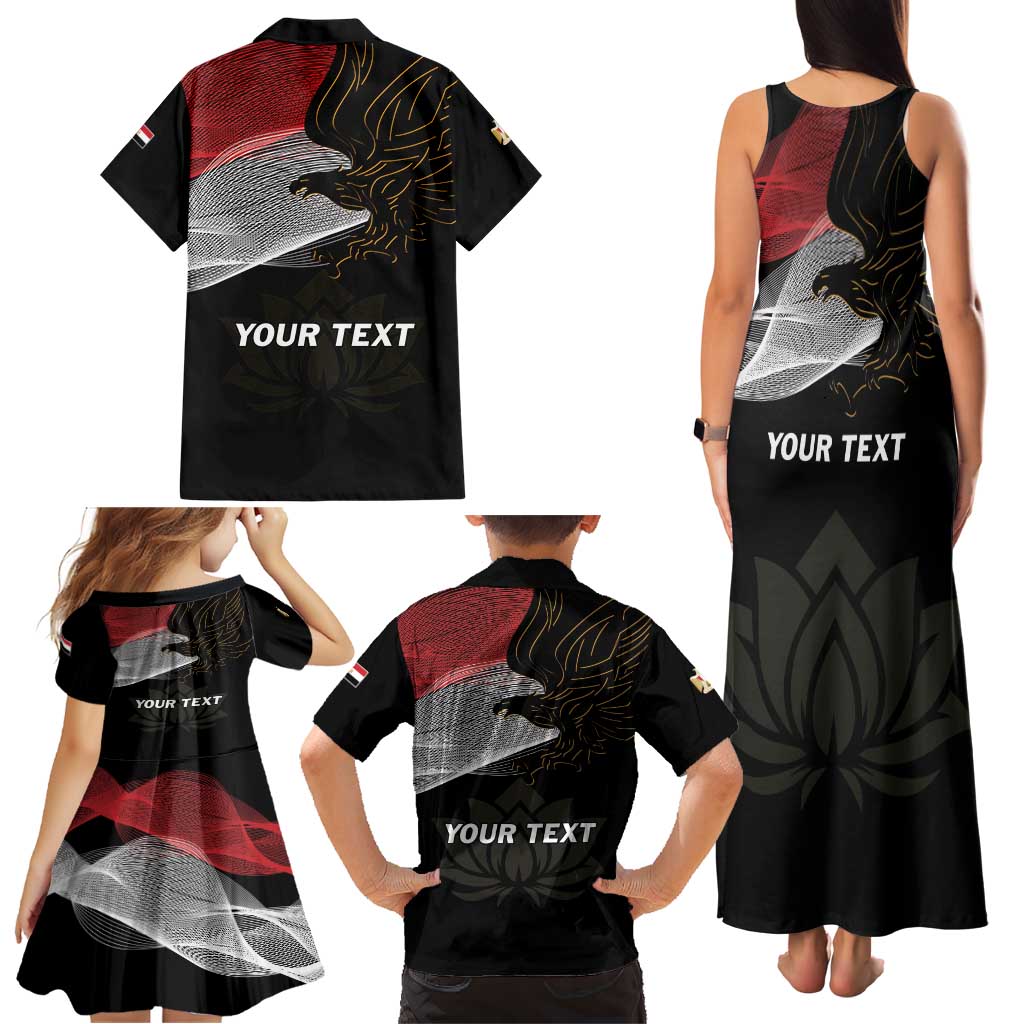 Personalized Egypt Revolution Day Family Matching Tank Maxi Dress and Hawaiian Shirt Steppe Eagle Lotus Flower - Wonder Print Shop