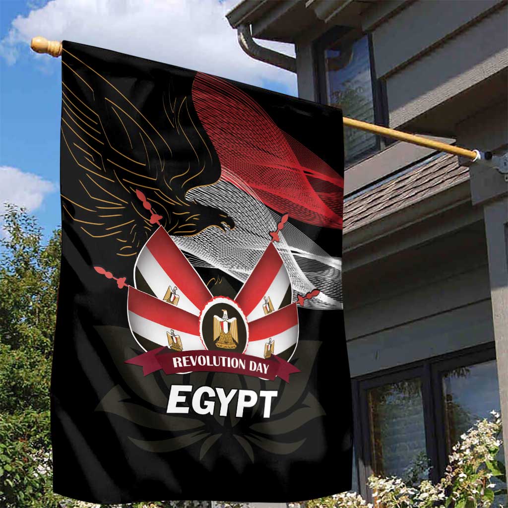 Egypt Revolution Day Garden Flag Steppe Eagle Lotus Flower - Wonder Print Shop