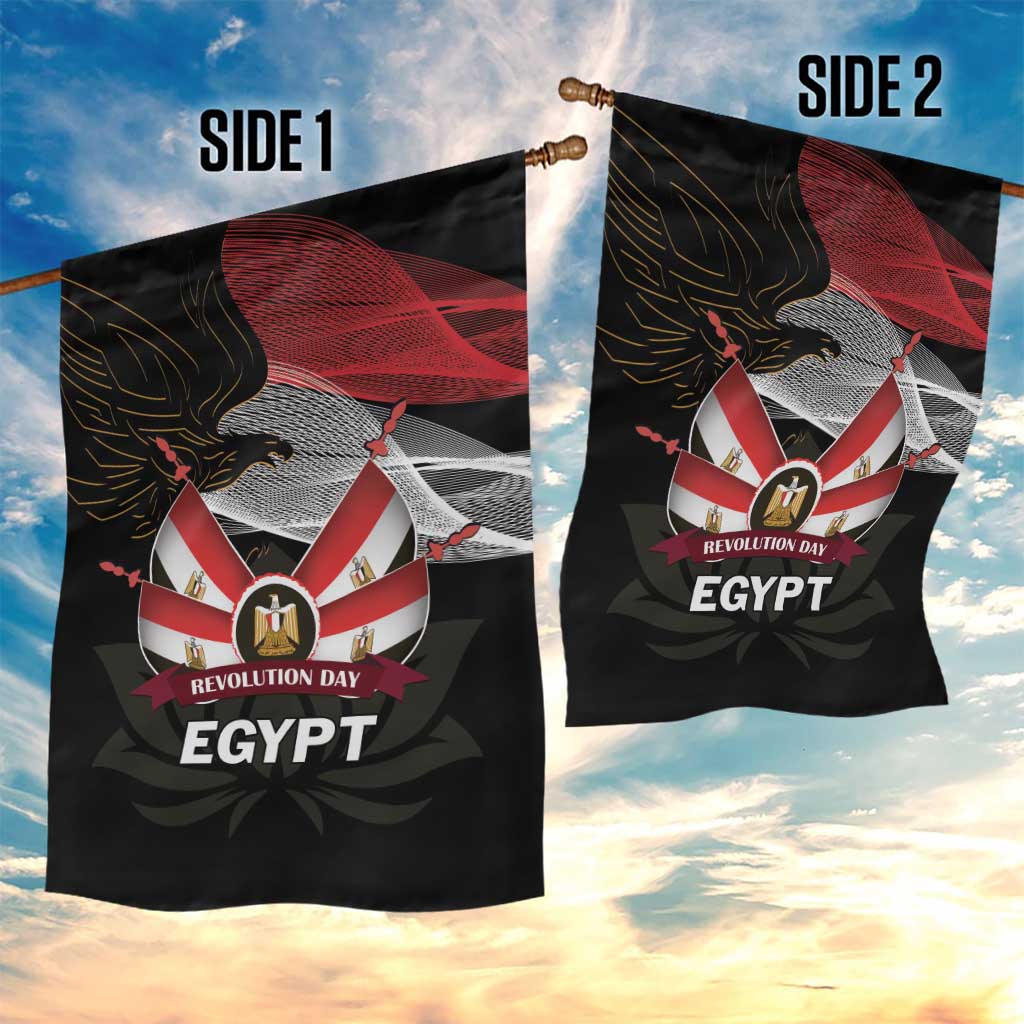 Egypt Revolution Day Garden Flag Steppe Eagle Lotus Flower - Wonder Print Shop
