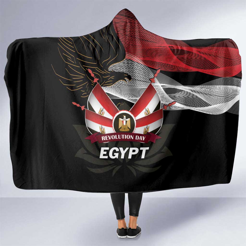 Egypt Revolution Day Hooded Blanket Steppe Eagle Lotus Flower
