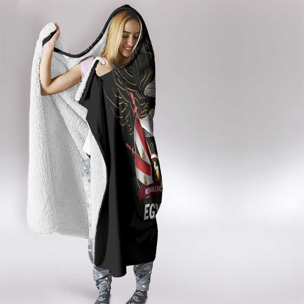 Egypt Revolution Day Hooded Blanket Steppe Eagle Lotus Flower