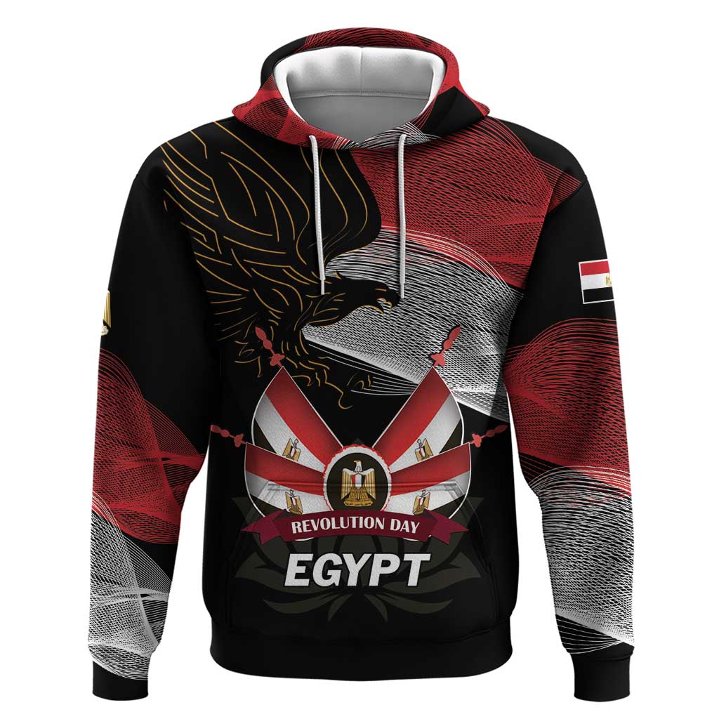 Personalized Egypt Revolution Day Hoodie Steppe Eagle Lotus Flower - Wonder Print Shop