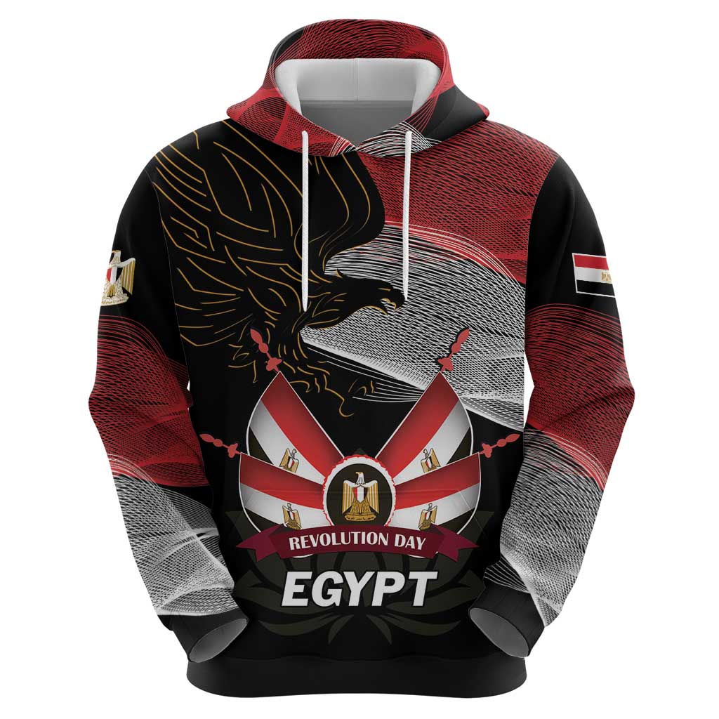 Personalized Egypt Revolution Day Hoodie Steppe Eagle Lotus Flower - Wonder Print Shop