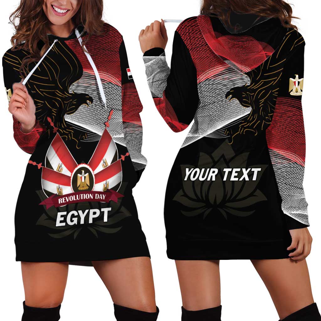 Personalized Egypt Revolution Day Hoodie Dress Steppe Eagle Lotus Flower - Wonder Print Shop