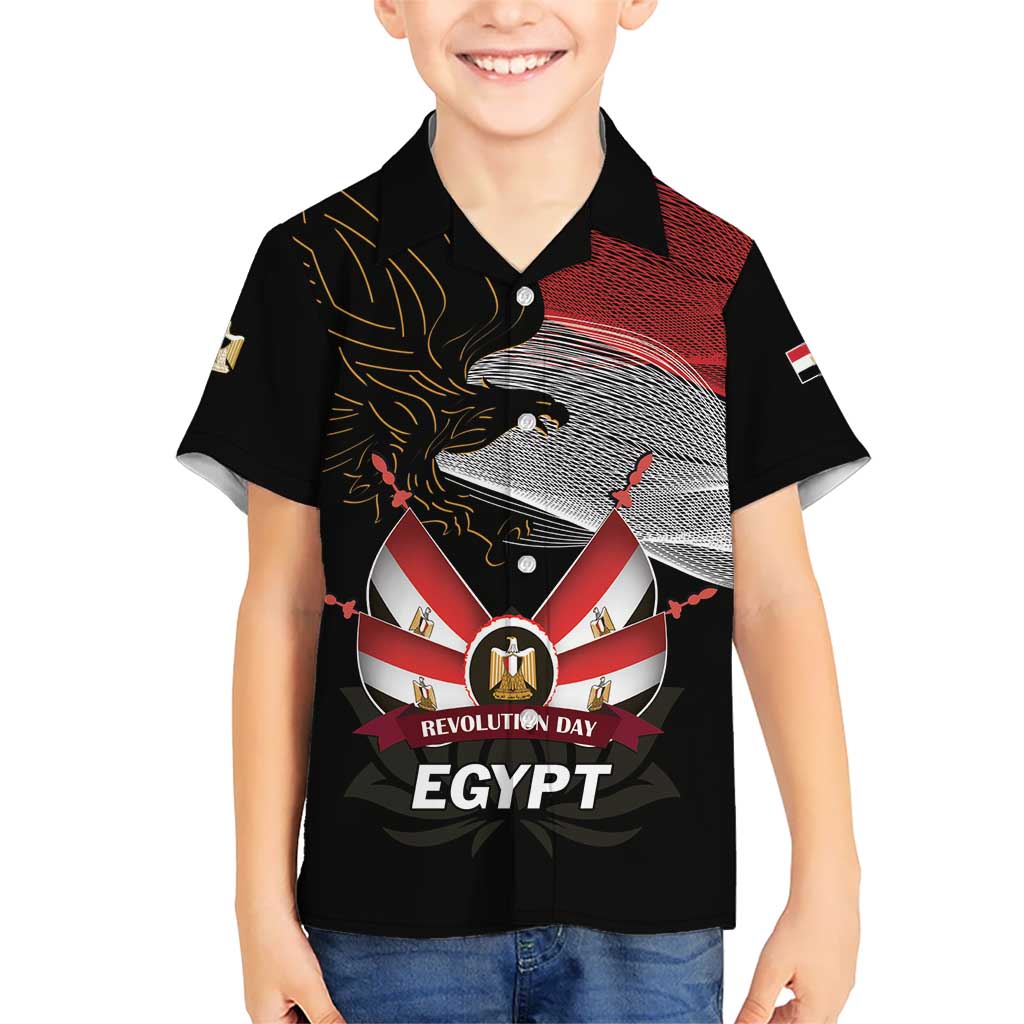 Personalized Egypt Revolution Day Kid Hawaiian Shirt Steppe Eagle Lotus Flower - Wonder Print Shop