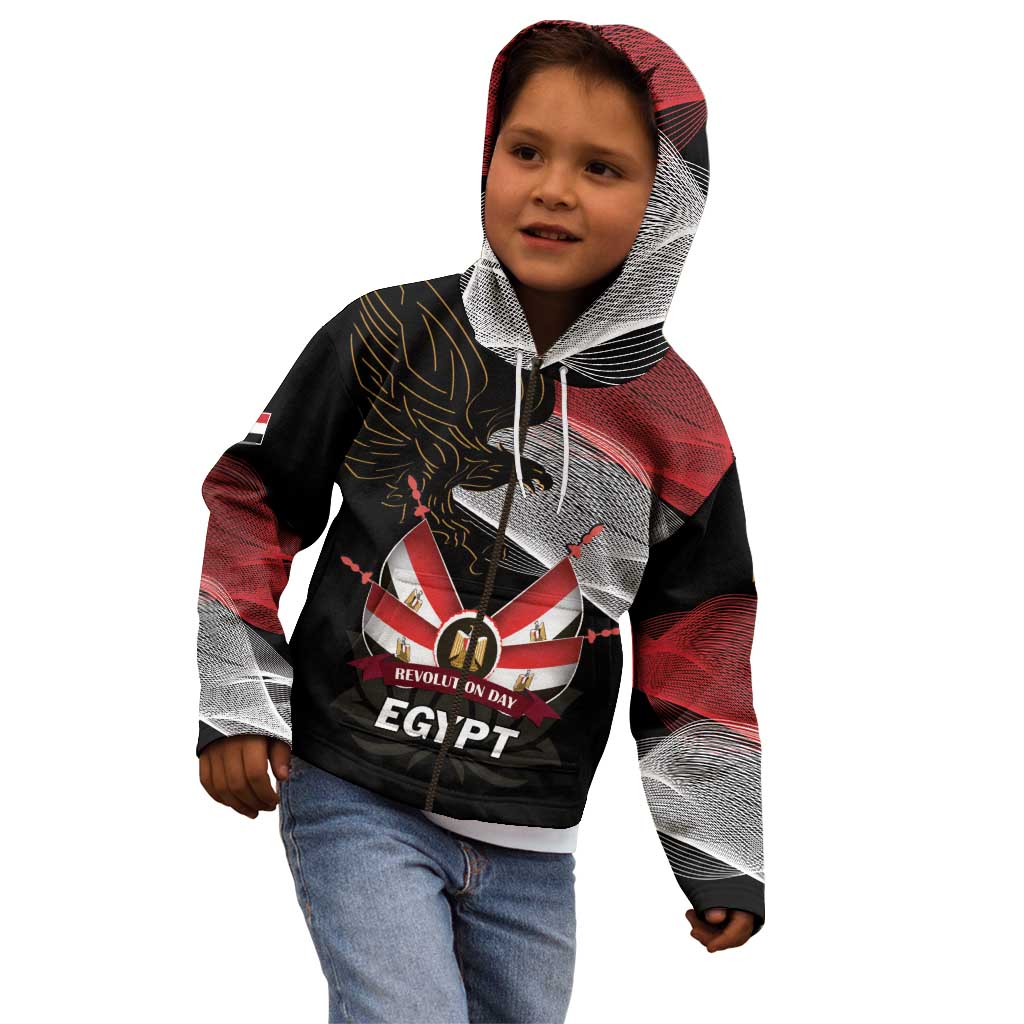 Personalized Egypt Revolution Day Kid Hoodie Steppe Eagle Lotus Flower - Wonder Print Shop