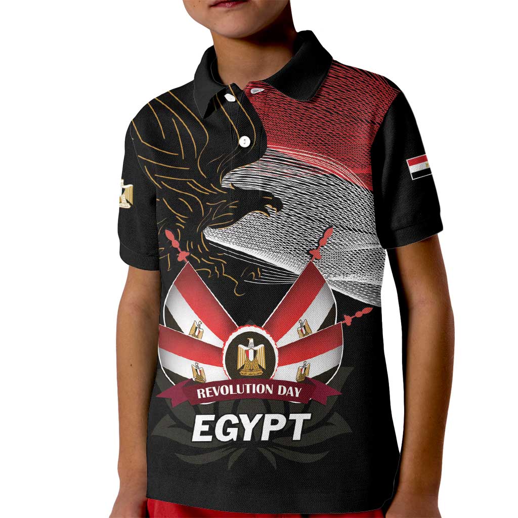 Personalized Egypt Revolution Day Kid Polo Shirt Steppe Eagle Lotus Flower - Wonder Print Shop