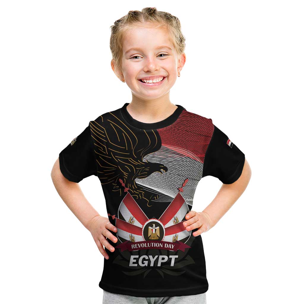 Personalized Egypt Revolution Day Kid T Shirt Steppe Eagle Lotus Flower - Wonder Print Shop