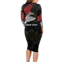 Personalized Egypt Revolution Day Long Sleeve Bodycon Dress Steppe Eagle Lotus Flower - Wonder Print Shop