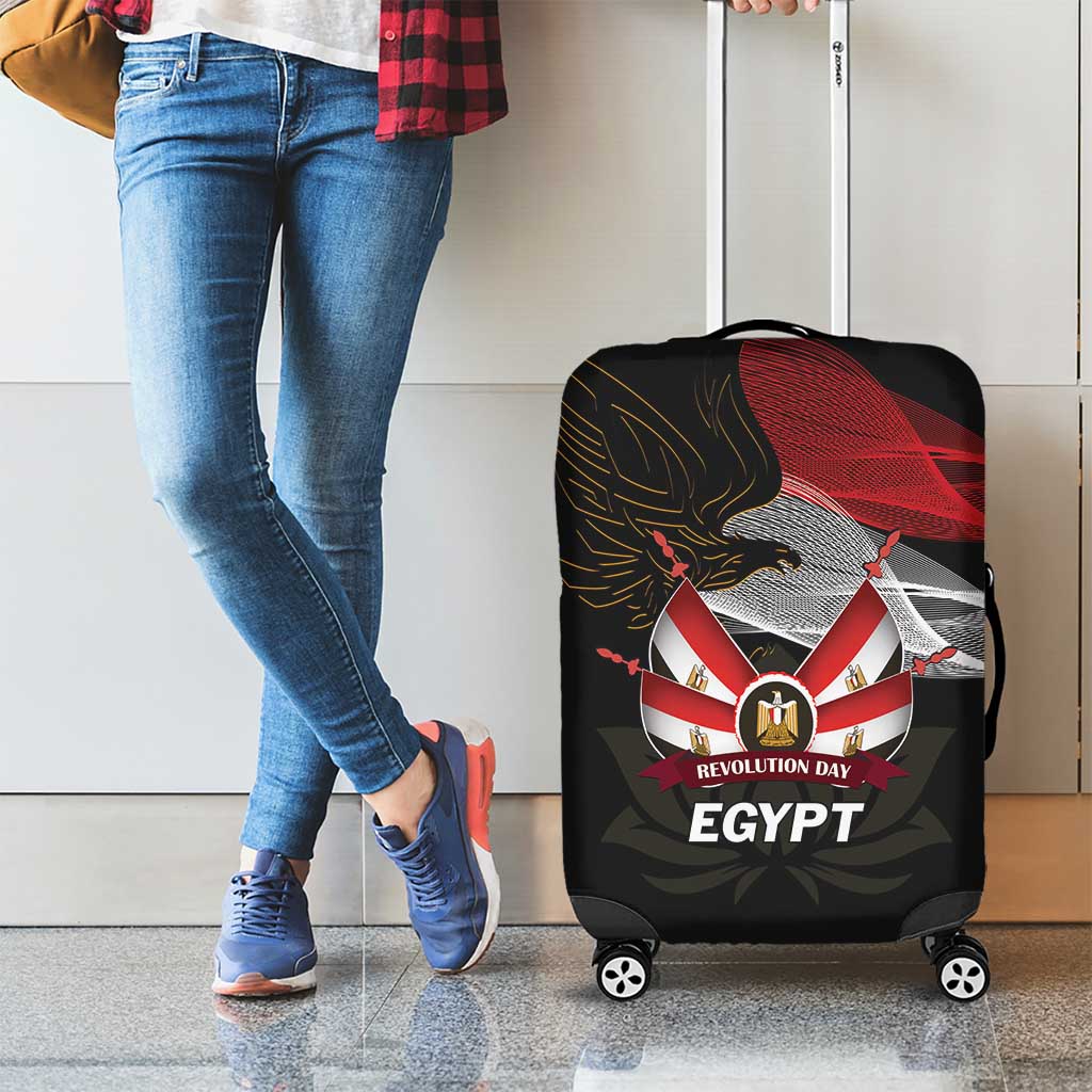 Egypt Revolution Day Luggage Cover Steppe Eagle Lotus Flower - Wonder Print Shop