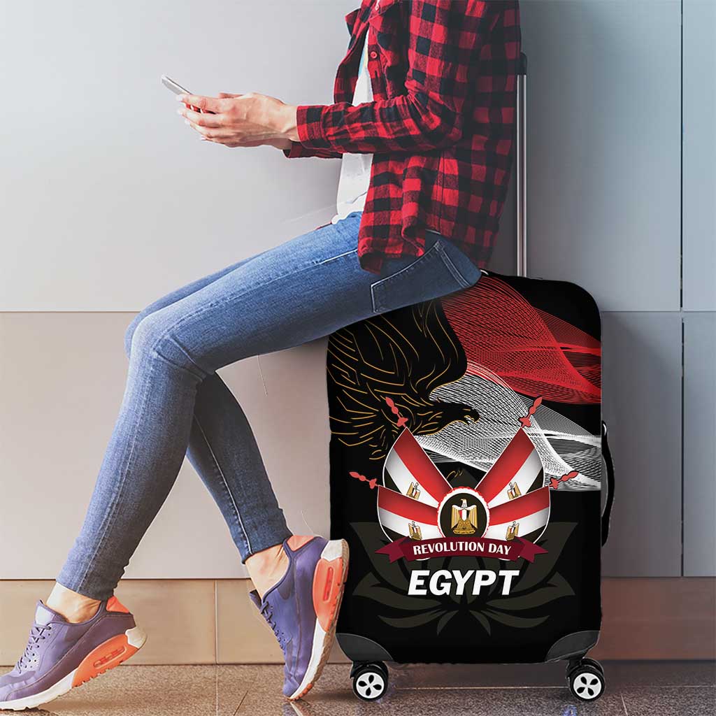 Egypt Revolution Day Luggage Cover Steppe Eagle Lotus Flower - Wonder Print Shop