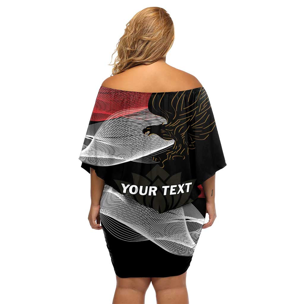 Personalized Egypt Revolution Day Off Shoulder Short Dress Steppe Eagle Lotus Flower - Wonder Print Shop