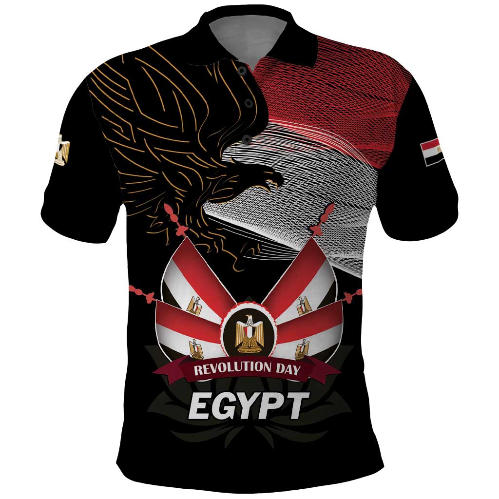 Personalized Egypt Revolution Day Polo Shirt Steppe Eagle Lotus Flower - Wonder Print Shop