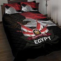 Egypt Revolution Day Quilt Bed Set Steppe Eagle Lotus Flower - Wonder Print Shop