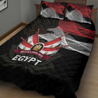 Egypt Revolution Day Quilt Bed Set Steppe Eagle Lotus Flower - Wonder Print Shop
