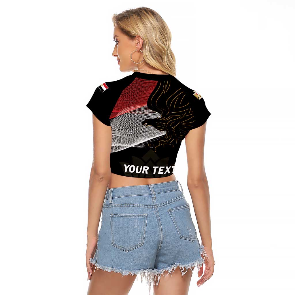 Personalized Egypt Revolution Day Raglan Cropped T Shirt Steppe Eagle Lotus Flower - Wonder Print Shop