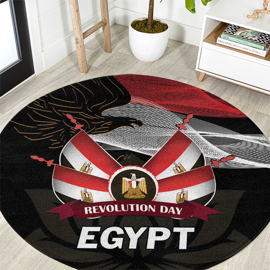 Egypt Revolution Day Round Carpet Steppe Eagle Lotus Flower