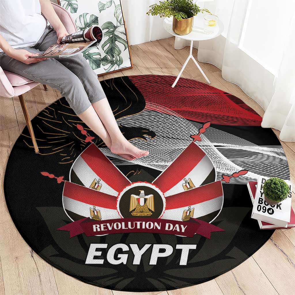Egypt Revolution Day Round Carpet Steppe Eagle Lotus Flower