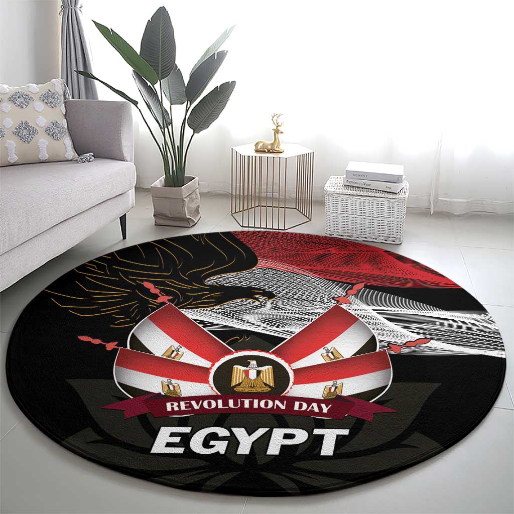 Egypt Revolution Day Round Carpet Steppe Eagle Lotus Flower