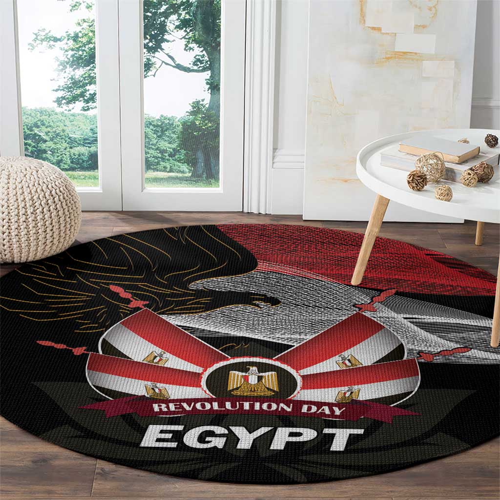 Egypt Revolution Day Round Carpet Steppe Eagle Lotus Flower