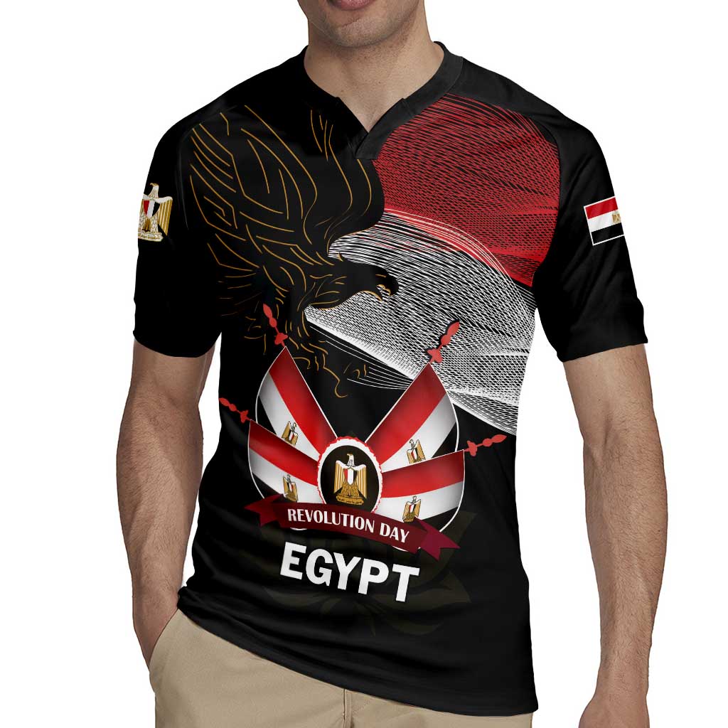 Personalized Egypt Revolution Day Rugby Jersey Steppe Eagle Lotus Flower - Wonder Print Shop