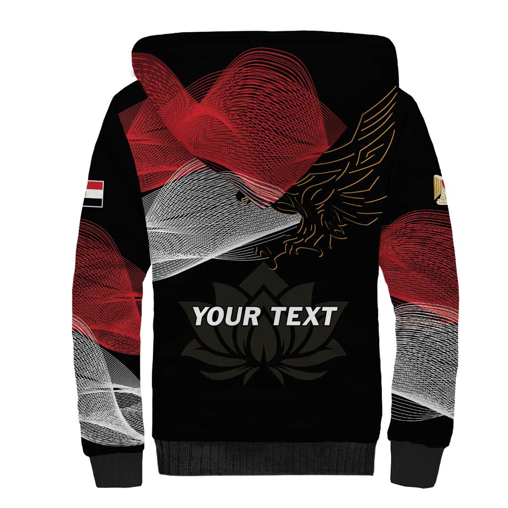Personalized Egypt Revolution Day Sherpa Hoodie Steppe Eagle Lotus Flower - Wonder Print Shop